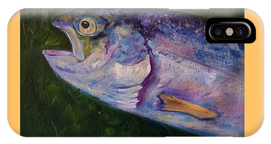 Aurons Rainbow Trout iPhone X Case featuring the painting Aurons Rainbow Trout by Cheryl Nancy Ann Gordon