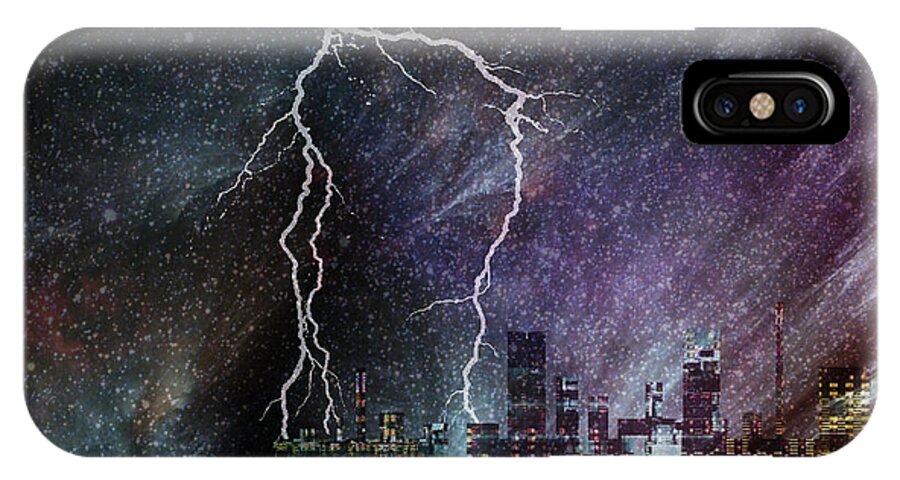 Lightning iPhone X Case featuring the digital art Aurora by Barbara Berney