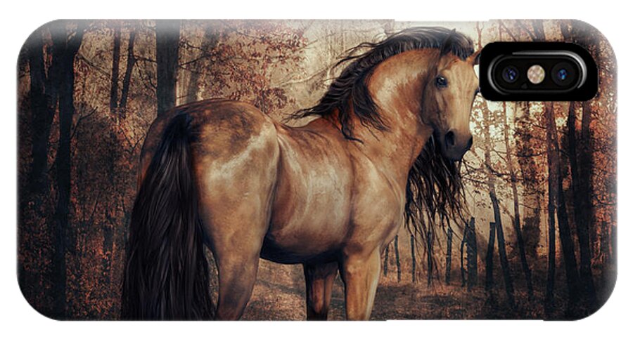 Horse iPhone X Case featuring the digital art Autumn Walk by Shanina Conway