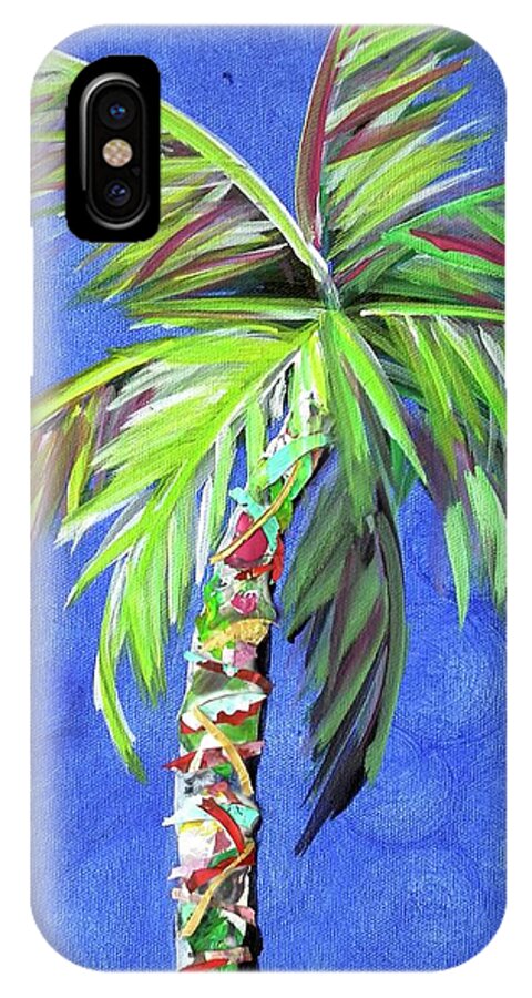 Blue iPhone X Case featuring the painting Azul Palm by Kristen Abrahamson