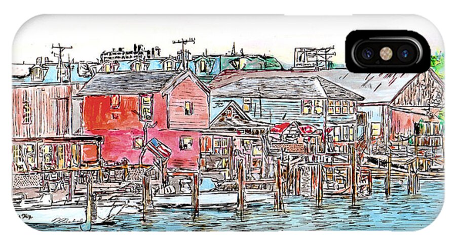 Pen iPhone X Case featuring the drawing Back Bay, Atlantic City, NJ by Michele A Loftus