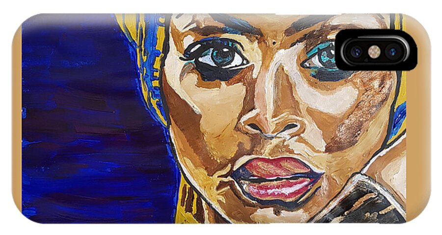 Erykah Badu iPhone X Case featuring the painting Baduizm by Rachel Natalie Rawlins