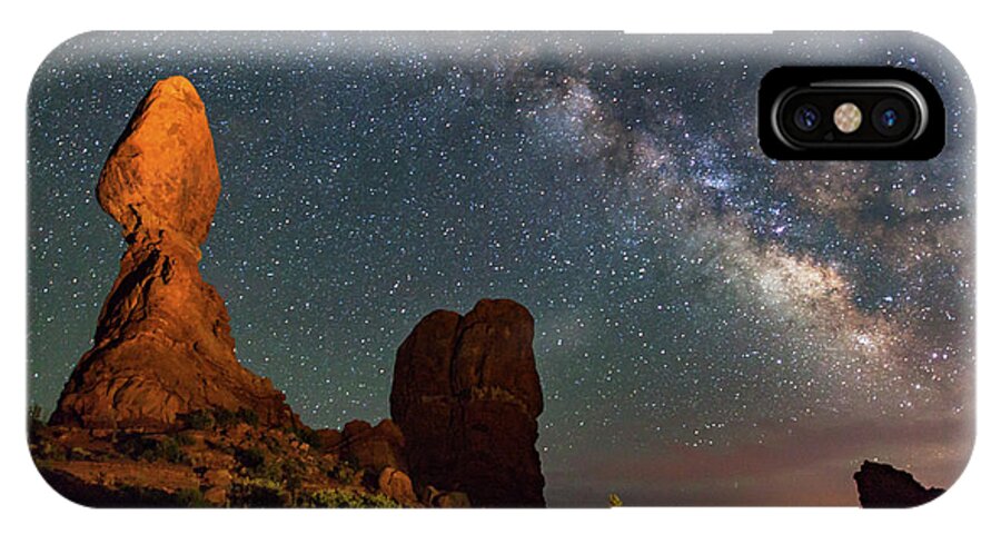 Arches National Park iPhone X Case featuring the photograph Balanced Rock and Milky Way by Dan Norris