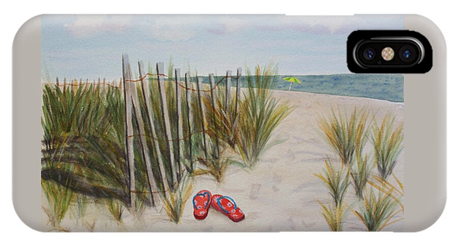 Flip-flops iPhone X Case featuring the painting Barefoot on the Beach by Jill Ciccone Pike