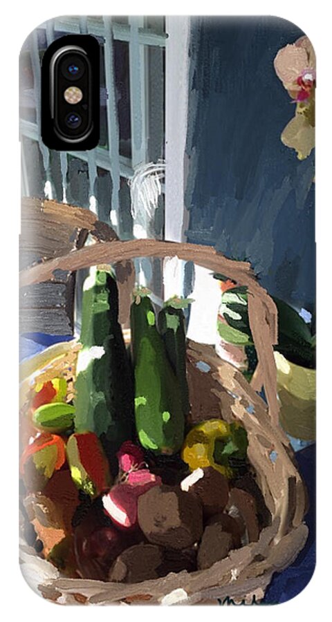 Rockport Farmer's Market iPhone X Case featuring the painting Basket of Veggies and Orchid by Melissa Abbott