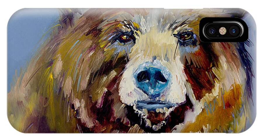 Diane Whitehead Fine Art iPhone X Case featuring the painting Bear Exposed by Diane Whitehead