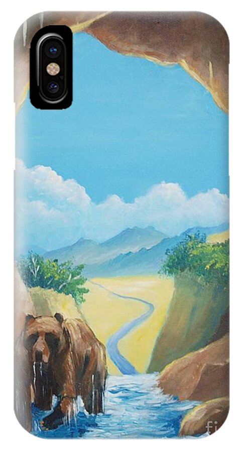 Bear iPhone X Case featuring the painting Bear going home by Jean Pierre Bergoeing