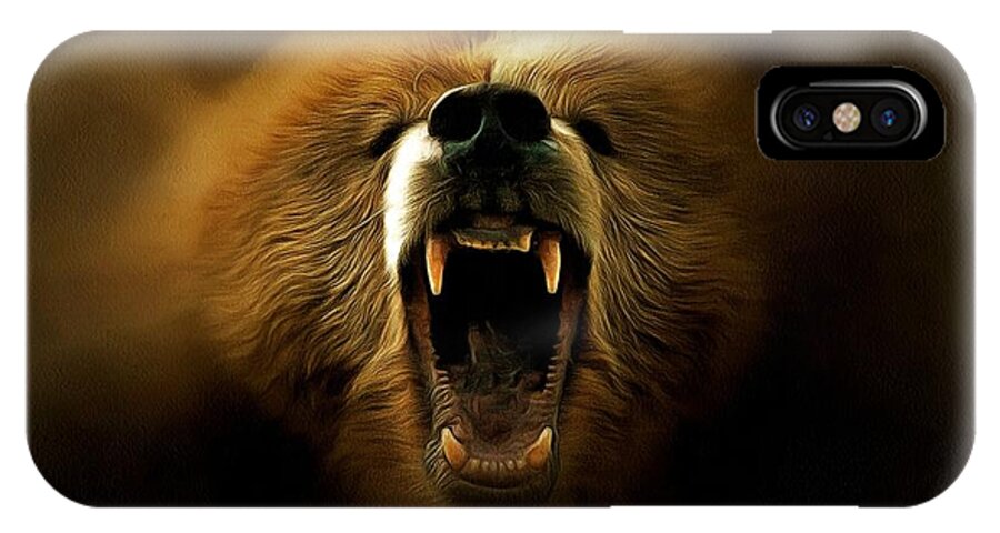 Bear Roar iPhone X Case featuring the digital art Bear Roar by Lilia S