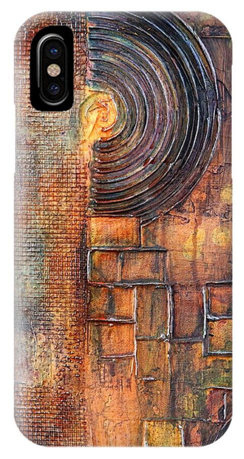 Abstract iPhone X Case featuring the painting Beautiful Corrosion by Theresa Marie Johnson