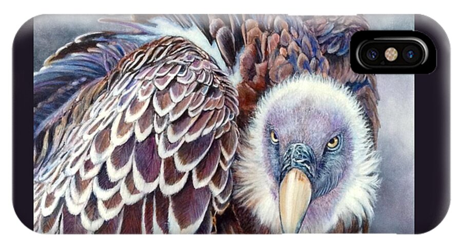 Nancy Gaddy iPhone X Case featuring the painting Beautiful Vulture by Nancy Gaddy