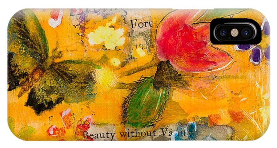 Butterfly iPhone X Case featuring the mixed media Beauty Without Vanity by Dawn Boswell Burke