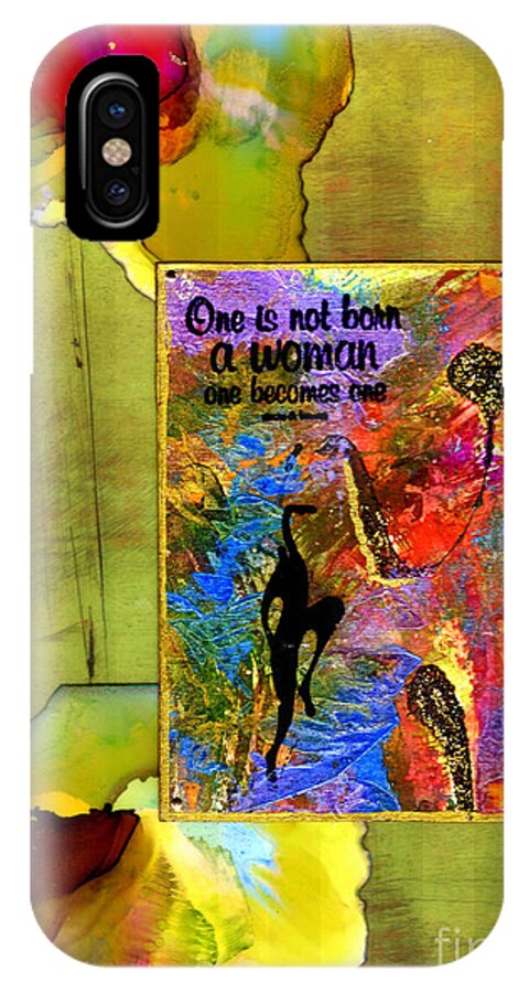 Wood iPhone X Case featuring the mixed media Becoming A Woman by Angela L Walker