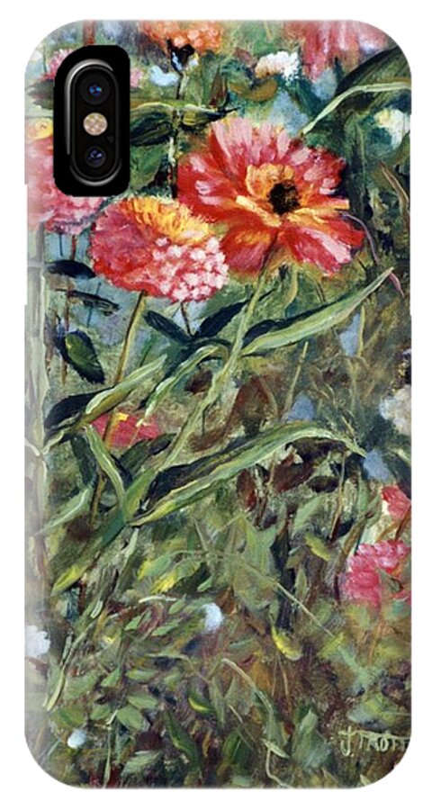 Floral iPhone X Case featuring the painting Bed of Zinnias by Jimmie Trotter