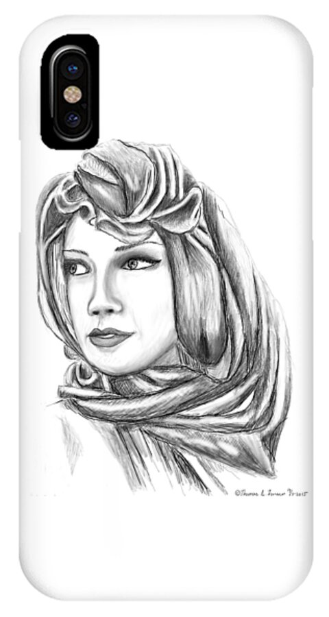 Sketch iPhone X Case featuring the painting Bedouin Woman by ThomasE Jensen