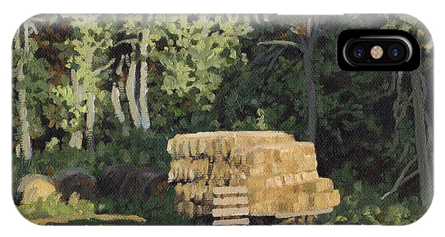 Landscape iPhone X Case featuring the painting Behind the Grove by Bruce Morrison