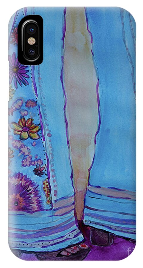 Embroidered Bell Bottoms iPhone X Case featuring the painting Bell Bottoms by Jacqueline Athmann