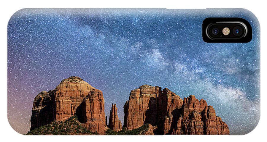 Cathedral Rock iPhone X Case featuring the photograph Below the Milky Way at Cathedral Rock by Robert Loe