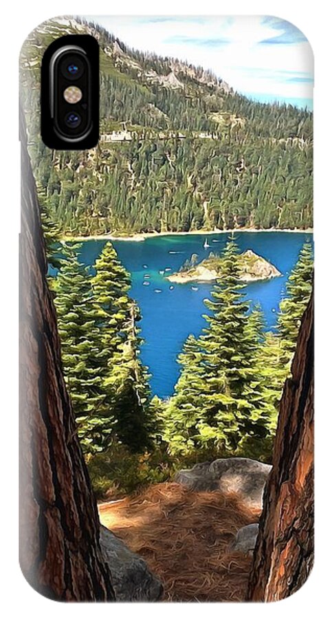 Lake Tahoe iPhone X Case featuring the photograph Between The Pines by Krissy Katsimbras