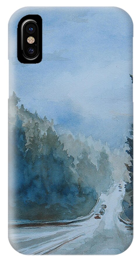 Road iPhone X Case featuring the painting Between the Showers on HWY 101 by Jenny Armitage