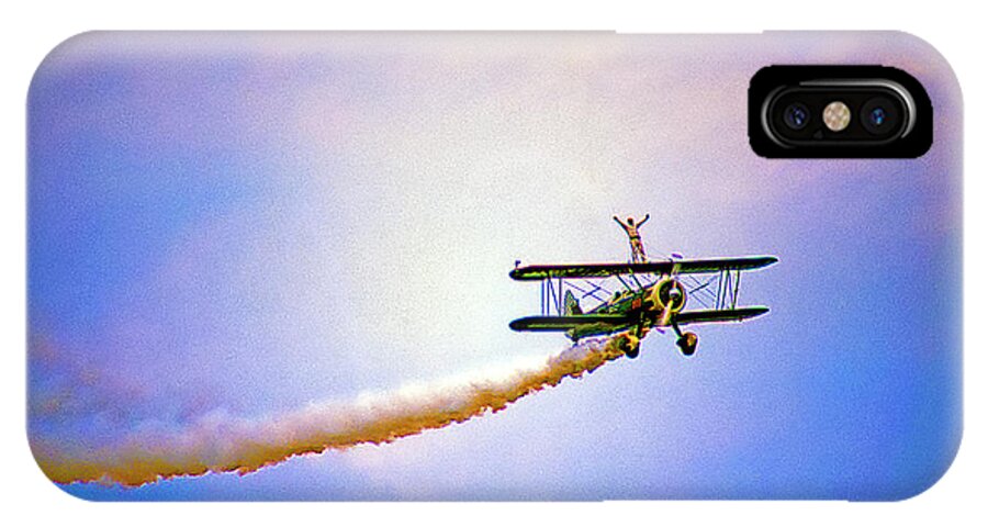 Bi-plane iPhone X Case featuring the photograph Bi-Plane and Wing Walker by Tom Jelen