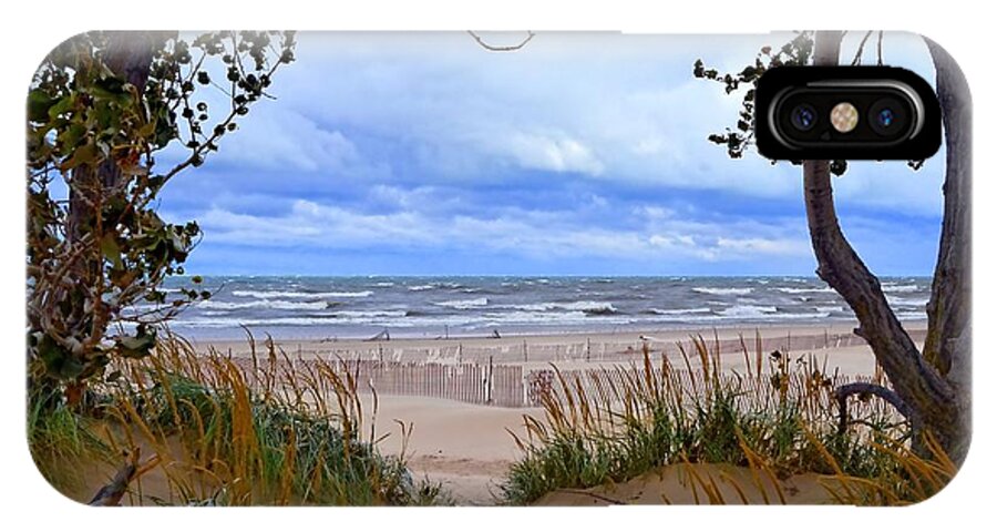 Trees iPhone X Case featuring the photograph Big Waves on Lake Michigan 2.0 by Michelle Calkins
