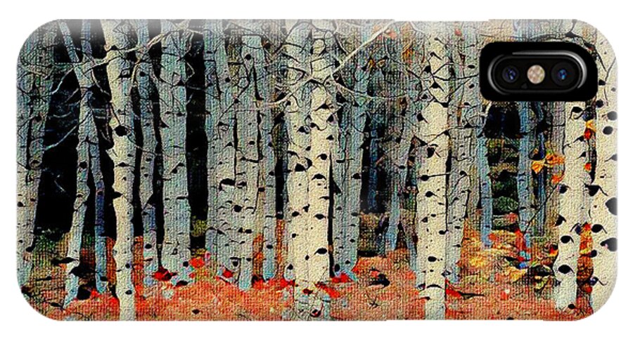 Birch Tree Painting iPhone X Case featuring the mixed media Birch Tree Forest 1 by Ayasha Loya