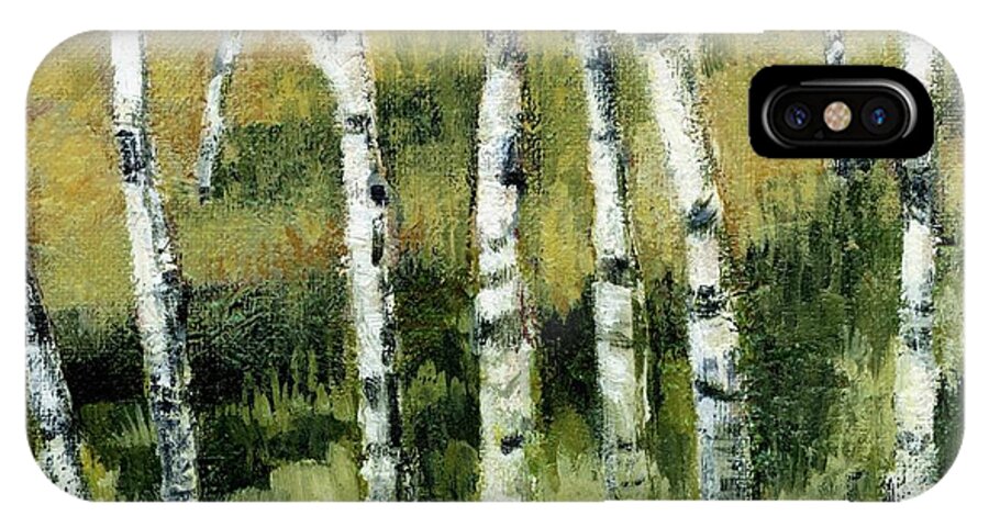 Trees iPhone X Case featuring the painting Birches on a Hill by Michelle Calkins