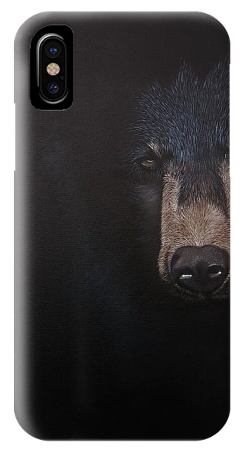 Bear iPhone X Case featuring the painting Black danger by Jean Yves Crispo