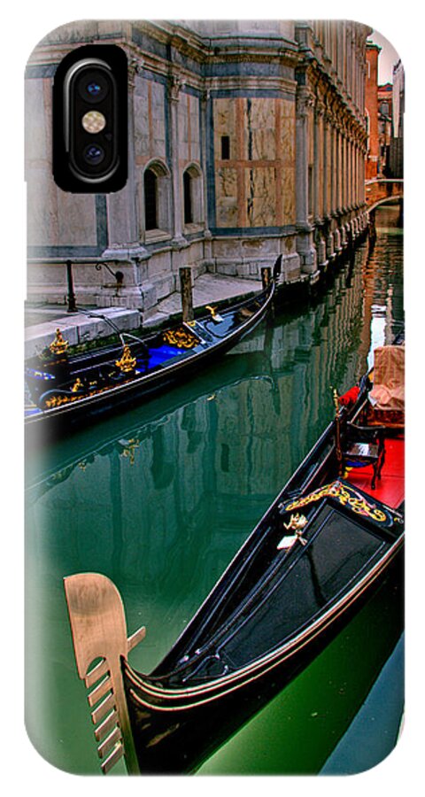 Italy iPhone X Case featuring the photograph Black Gondola by Peter Tellone