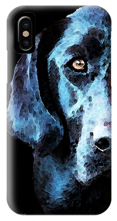 Labrador Retriever iPhone X Case featuring the painting Black Labrador Retriever Dog Art - Hunter by Sharon Cummings