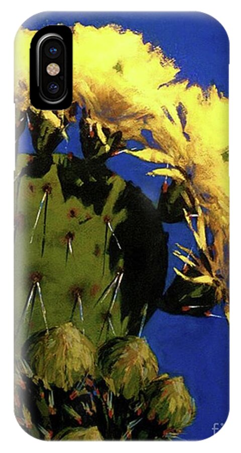 Desert Flower iPhone X Case featuring the painting Blooming Prickly Pear by Jessica Anne Thomas