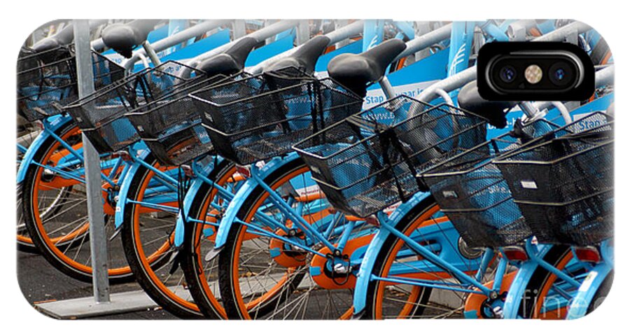 Blue iPhone X Case featuring the photograph Blue Bikes by Eva-Maria Di Bella