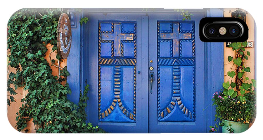 Blue Doors iPhone X Case featuring the photograph Blue Doors - Old Town - Albuquerque by Nikolyn McDonald
