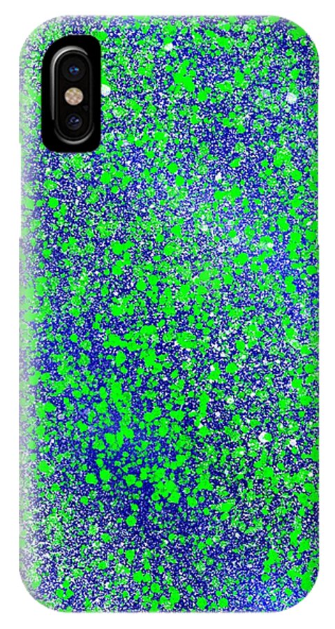 Abstract iPhone X Case featuring the painting Blue Green Splatter by Becky Herrera