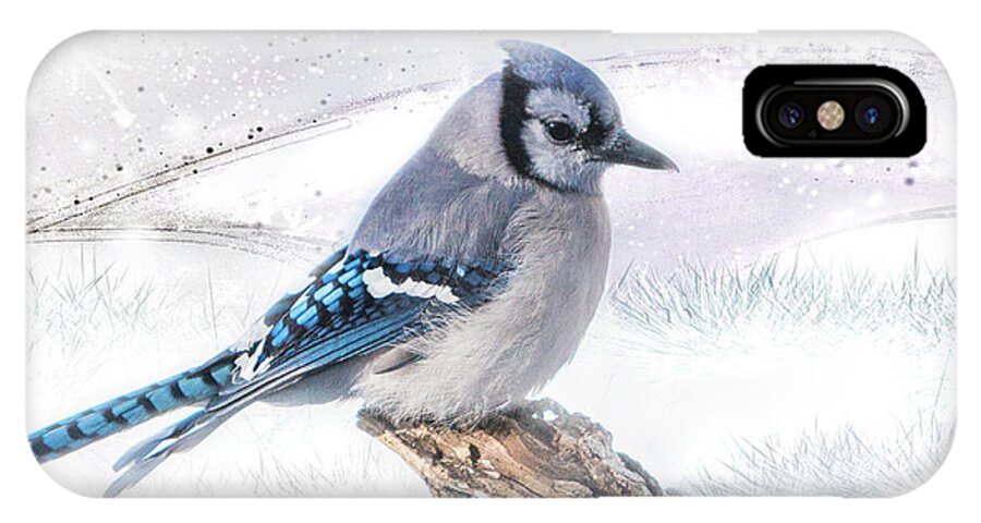 Blue iPhone X Case featuring the photograph Blue Jay Snow by Patti Deters