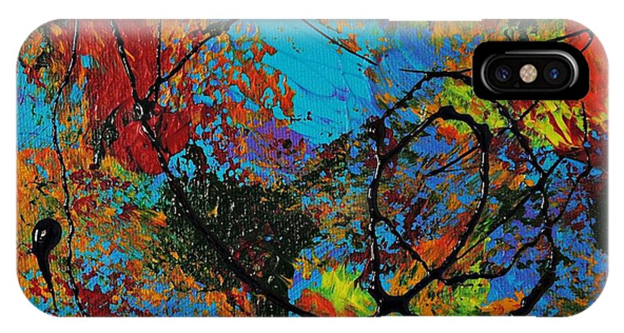Abstract iPhone X Case featuring the painting Blue lagoon by Chani Demuijlder