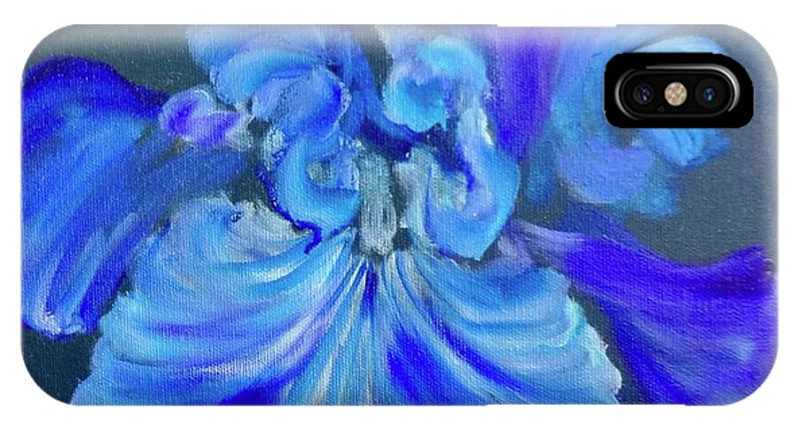 Floral iPhone X Case featuring the painting Blue/Lavender Iris by Jenny Lee