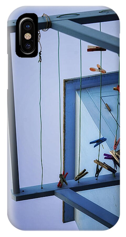 Still Life iPhone X Case featuring the photograph Blue Pins by Pamela Steege