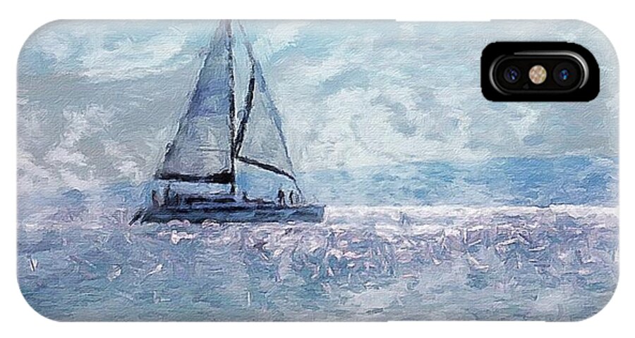 Hawaii iPhone X Case featuring the photograph Blue Satin Sailing by Diane Lindon Coy