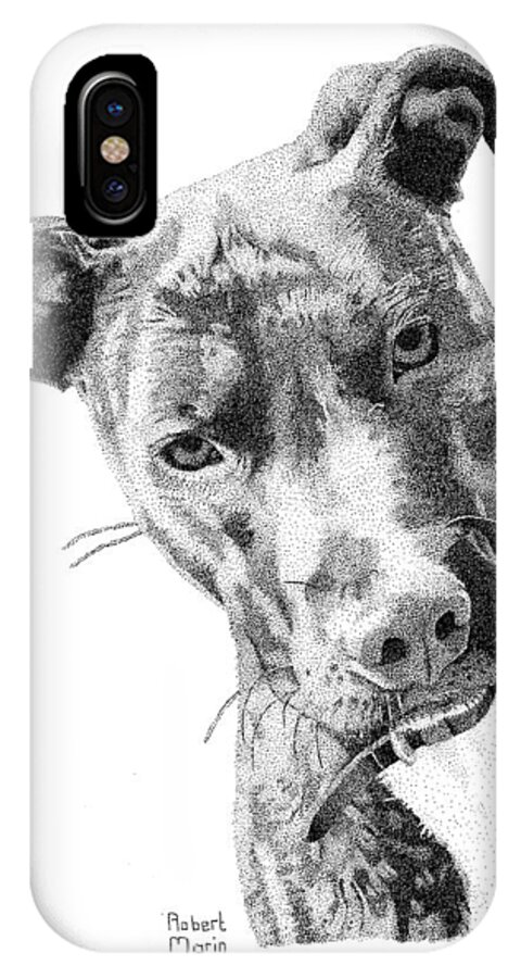 Dog iPhone X Case featuring the drawing Bo by Robert Morin