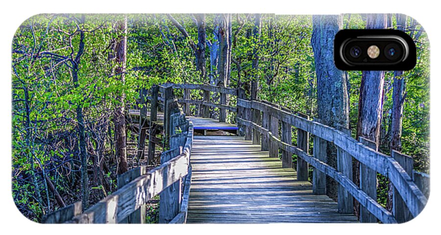 Landscape iPhone X Case featuring the photograph Boardwalk Going Into the Woods by Lester Plank