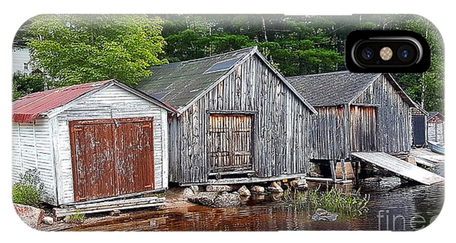 Boat iPhone X Case featuring the photograph Boathouses - McAdam NB by Michael Graham