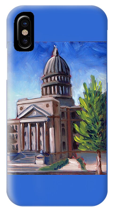 Boise iPhone X Case featuring the painting Boise Capitol Building 01 by Kevin Hughes