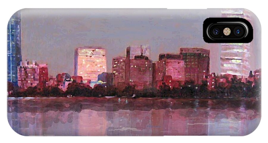 Boston iPhone X Case featuring the painting Boston Evening by Lyn Vic