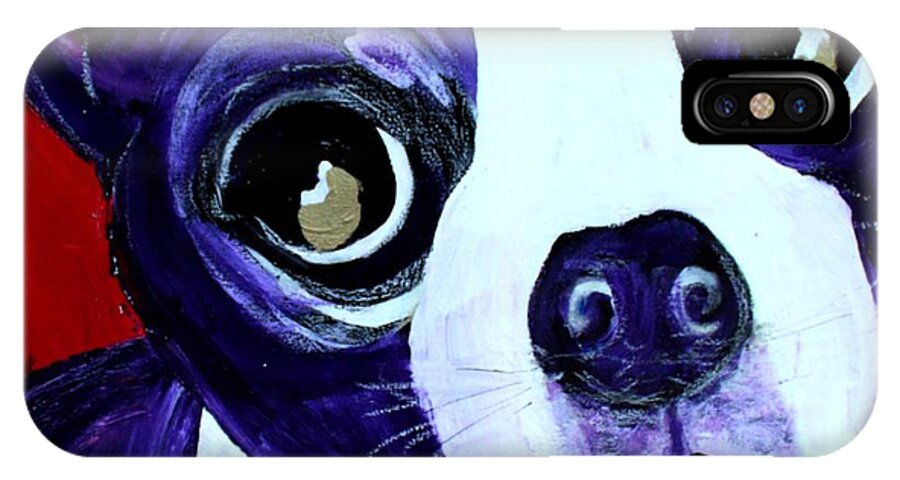 Dog Art iPhone X Case featuring the painting Boston Terrier- Lucy by Laura Grisham