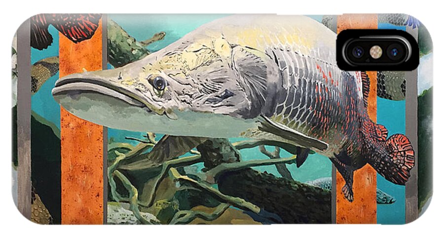 Arapaima iPhone X Case featuring the painting Boundary Series XV by Thomas Stead