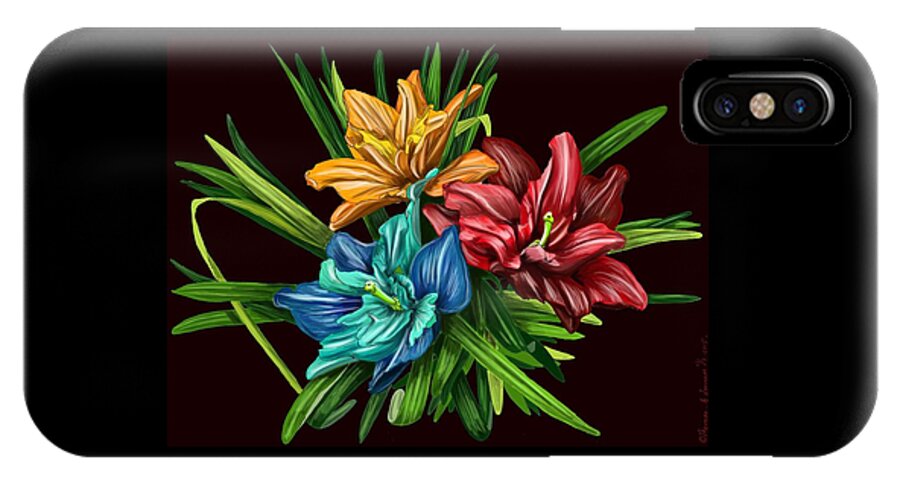 Flower iPhone X Case featuring the painting Bouquet#1 by ThomasE Jensen