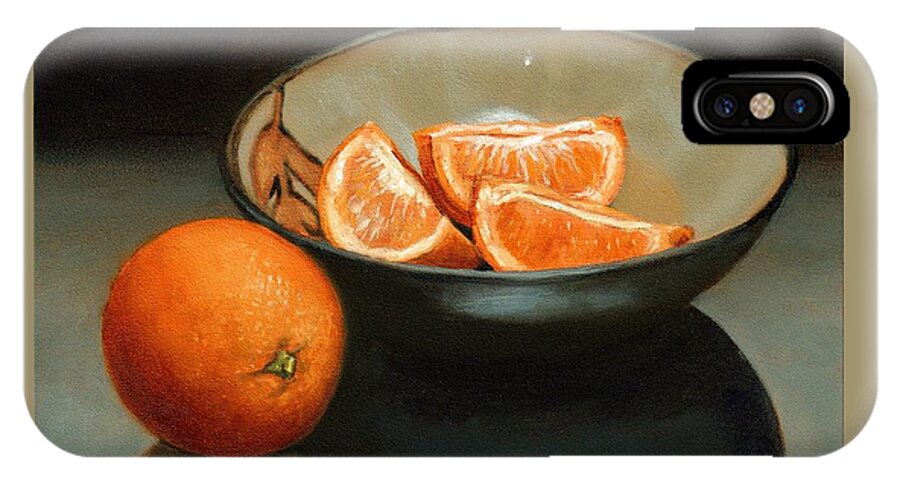 Oil iPhone X Case featuring the painting Bowl of Oranges by Linda Merchant