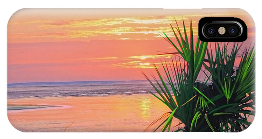 Sunrise iPhone X Case featuring the painting Breach inlet sunrise palmetto by Virginia Bond