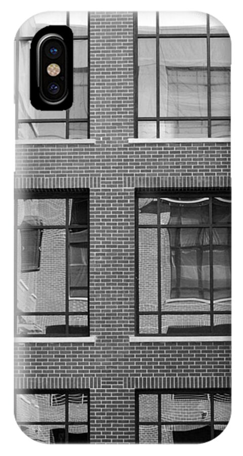 Black And White iPhone X Case featuring the photograph Brick Building black and white by Jill Reger
